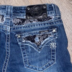Miss Me Blue Denim Jeans bootcut jeans size 28 rhinestone embroidered embellish
